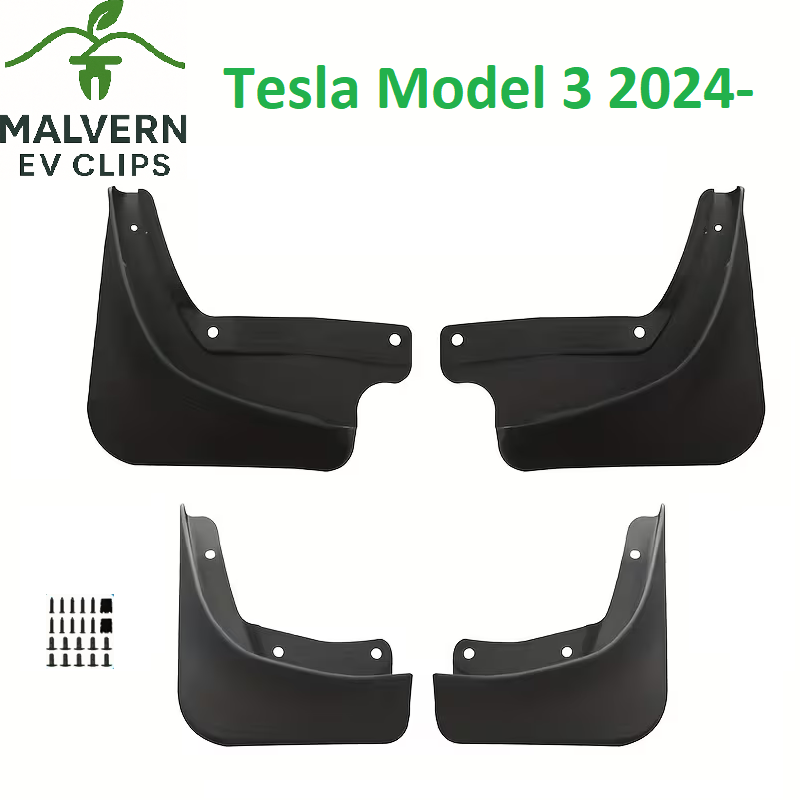 4x Mud Flaps Fits Tesla Model 3 2024– Front & Rear Splash Guard Set