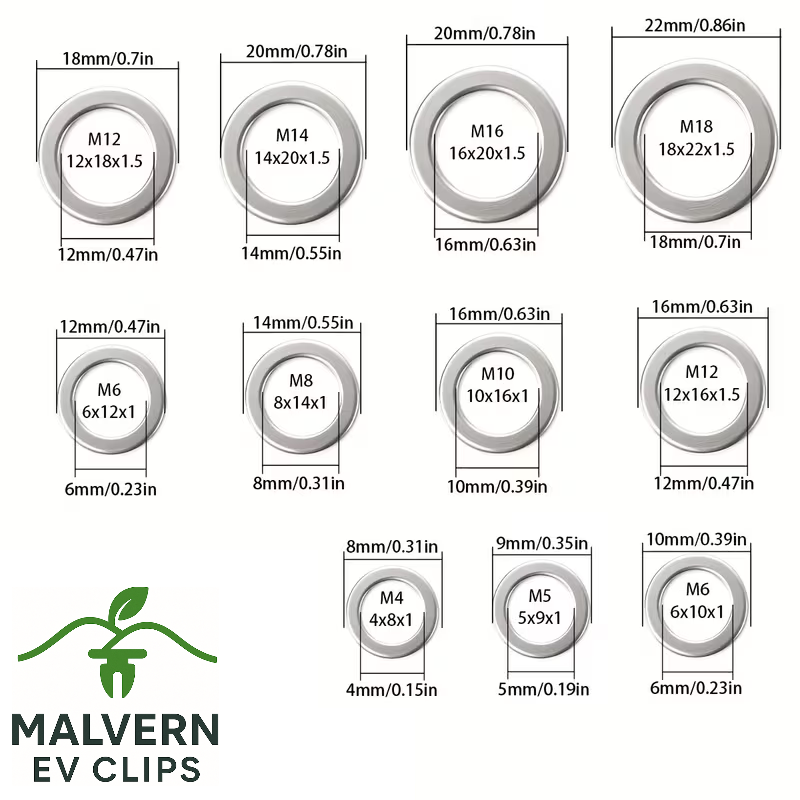 200pc Aluminium Washer Set M4–M18 Assorted Sealing Crush Washers Oil Drain Kit