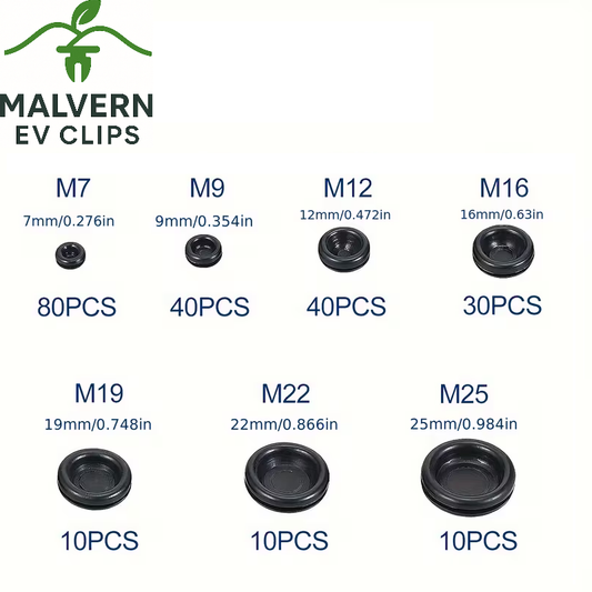 220pc Rubber Grommet Assortment Set Wire Cable Firewall Plug Kit M7–M25