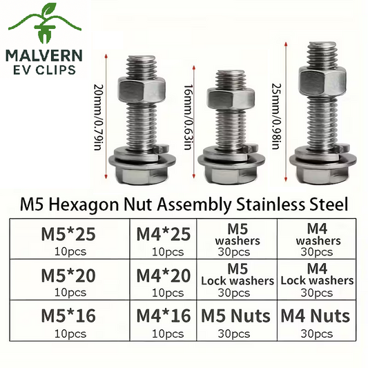 240pc Stainless Steel Hex Bolt, Nut & Washer Assortment – M4/M5 Handy Case
