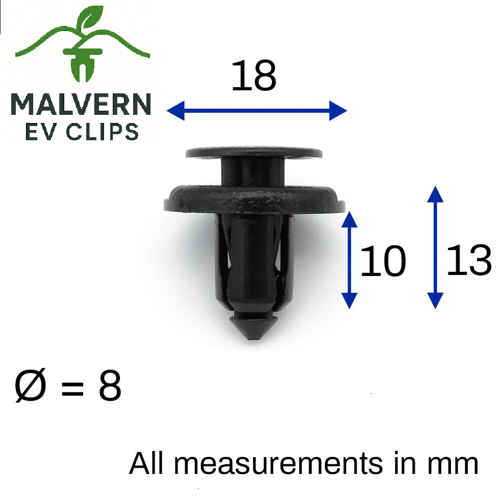 Tesla Model S/3/X/Y Bumper & Underbody 8mm Push Fit Rivet Clips
