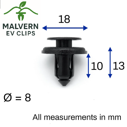 Tesla Model S/3/X/Y Bumper & Underbody 8mm Push Fit Rivet Clips