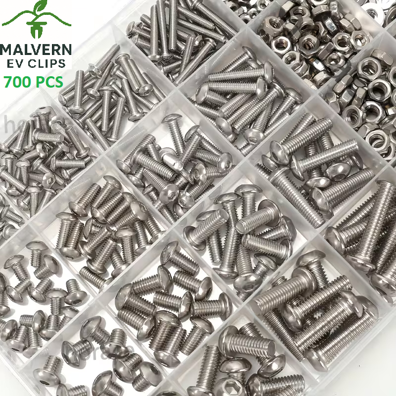 700pc Stainless Steel Bolt & Nut Assortment Kit M3 M4 M5 M6 Screws Washers Set