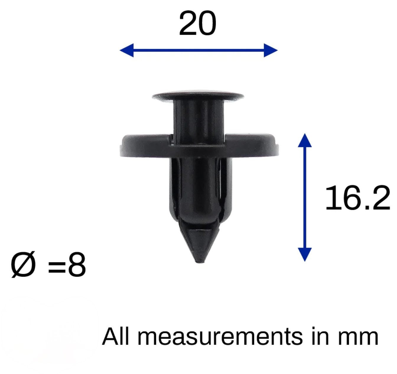 8mm Plastic Rivet Clips – Fits Leaf 2010–2017 (ZEO) – Ref 0155309321