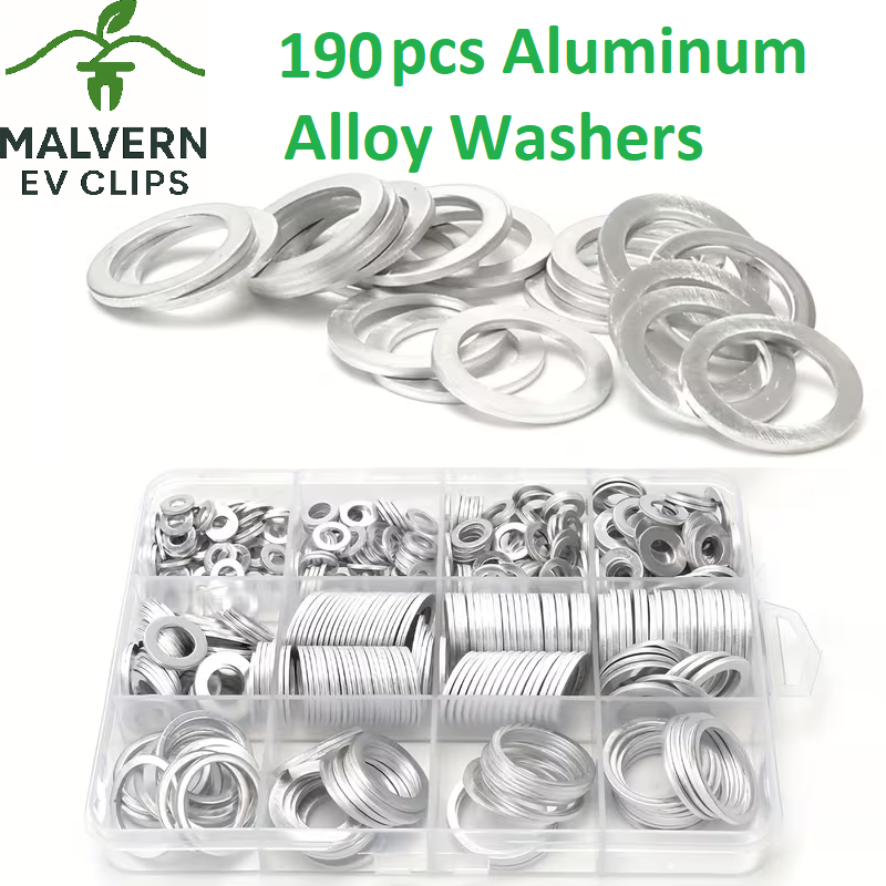 190pc Aluminium Washer Set M4–M18 Assorted Sealing Crush Washers Oil Drain Kit