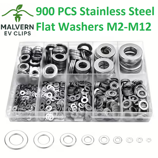 900pc Stainless Steel Washer Assortment Kit – 9 Sizes Organiser Box