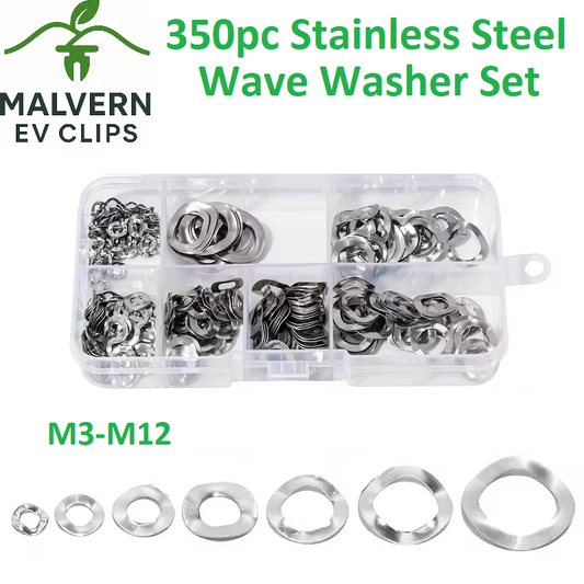 Wave Washer Set Stainless Steel M3–M12 Spring Lock Washers Assortment Kit 350PCS
