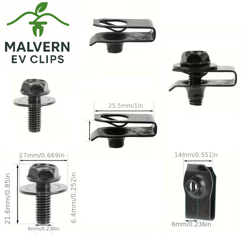 10× Undertray Clips & Bolt Screw Kit – EV Bumper & Shield Fixings (10 ...