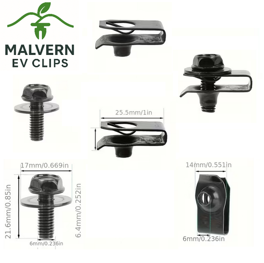 10× Undertray Clips & Bolt Screw Kit – EV Bumper & Shield Fixings (10 Pack)