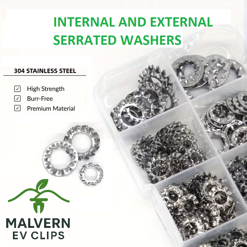 500pc Stainless Steel Star Lock Washer Assortment Set M3–M8 – Internal & External