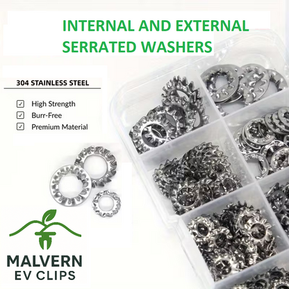 500pc Stainless Steel Star Lock Washer Assortment Set M3–M8 – Internal & External