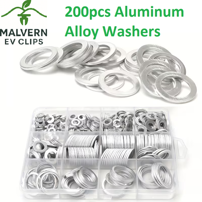 200pc Aluminium Washer Set M4–M18 Assorted Sealing Crush Washers Oil Drain Kit