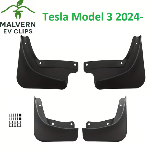 4x Mud Flaps Fits Tesla Model 3 2024– Front & Rear Splash Guard Set