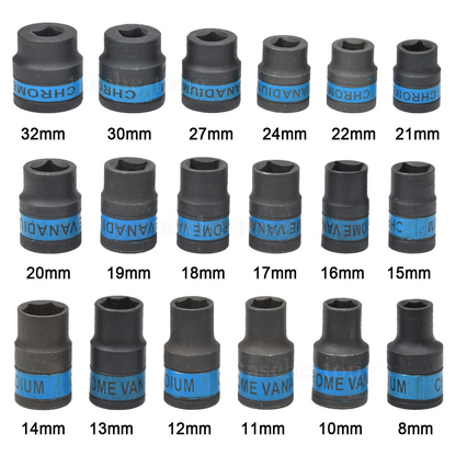 1/2 INCH DRIVE METRIC BLACK SOCKETS RATCHET WRENCH Set Metal Carry Case Box 24pc