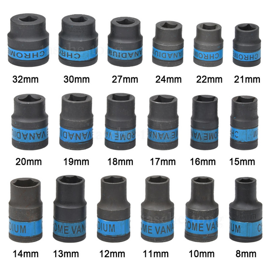1/2 INCH DRIVE METRIC BLACK SOCKETS RATCHET WRENCH Set Metal Carry Case Box 24pc
