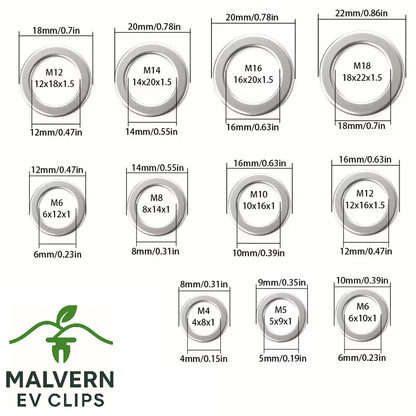 200pc Aluminium Washer Set M4–M18 Assorted Sealing Crush Washers Oil Drain Kit