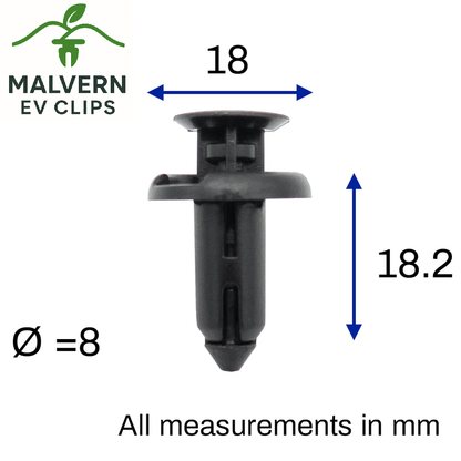 8mm Push-Fit Rivet Clips – Fits Tesla Model 3 (Bumper, Skirt & Underbody)