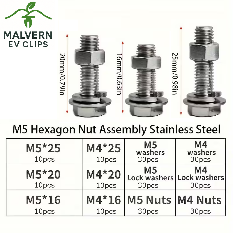 240pc Stainless Steel Hex Bolt, Nut & Washer Assortment – M4/M5 Handy Case
