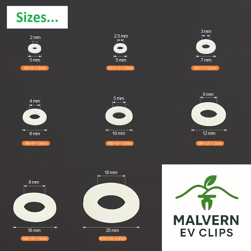 700pc Nylon Flat Washer Assortment Set M2–M10 – Plastic Spacers & Seal Rings