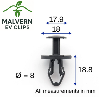 8mm Plastic Rivet Trim Clip – Fits Tesla Model 3/Y/S/X