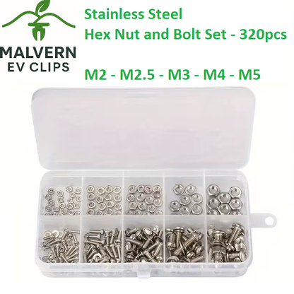 320pc Stainless Steel Nut Bolt Washer Assortment Set Kit M2 M2.5 M3 M4 M5 Repair