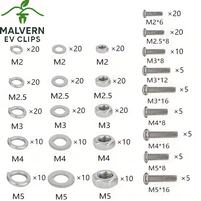 320pc Stainless Steel Nut Bolt Washer Assortment Set Kit M2 M2.5 M3 M4 M5 Repair