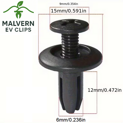 10× Plastic Push Rivet Clips – EV Bumper, Trim & Mudguard Fasteners (10 Pack)