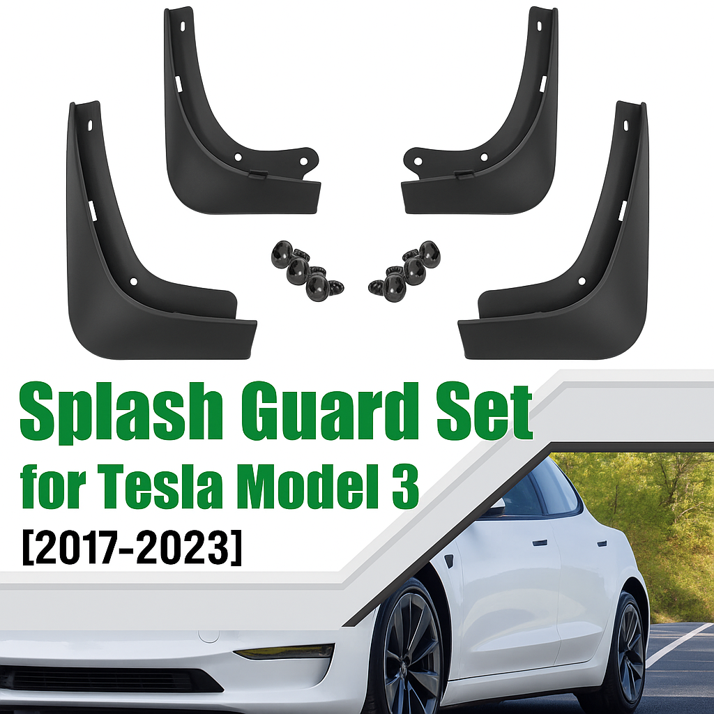 Mud Flaps Set ×4 – Fits Tesla Model 3 (2017–2023) Front & Rear Splash Guards