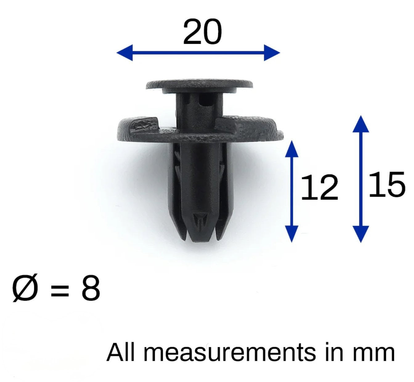 8mm Trim Clips – Fits Nissan Leaf 2010–2017 (Bumper, Undertray, Engine Cover)