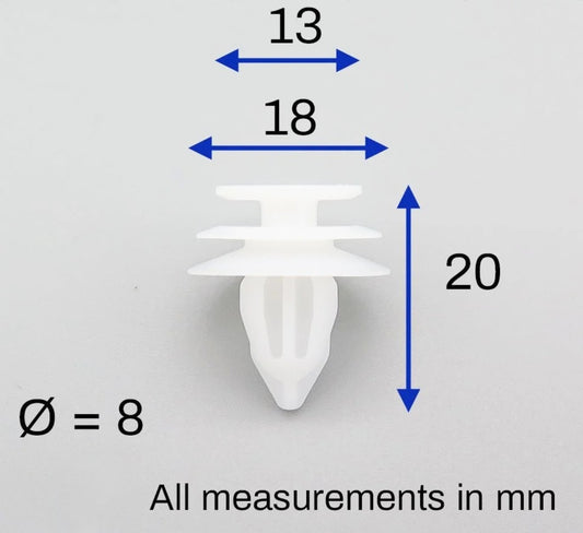 8mm Trim Panel Clips – Fits Nissan Leaf 2010–2017 (Interior & Exterior)