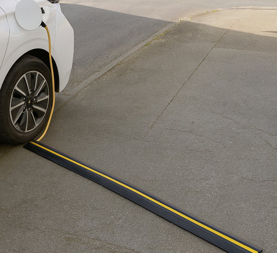 EV Charger Cable Protector Ramp – Driveway Safety Cover 8 cm Black Yellow