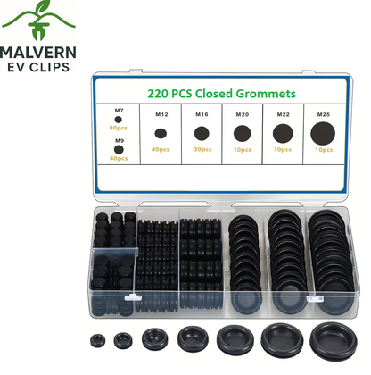 220pc Rubber Grommet Assortment Set Wire Cable Firewall Plug Kit M7–M25