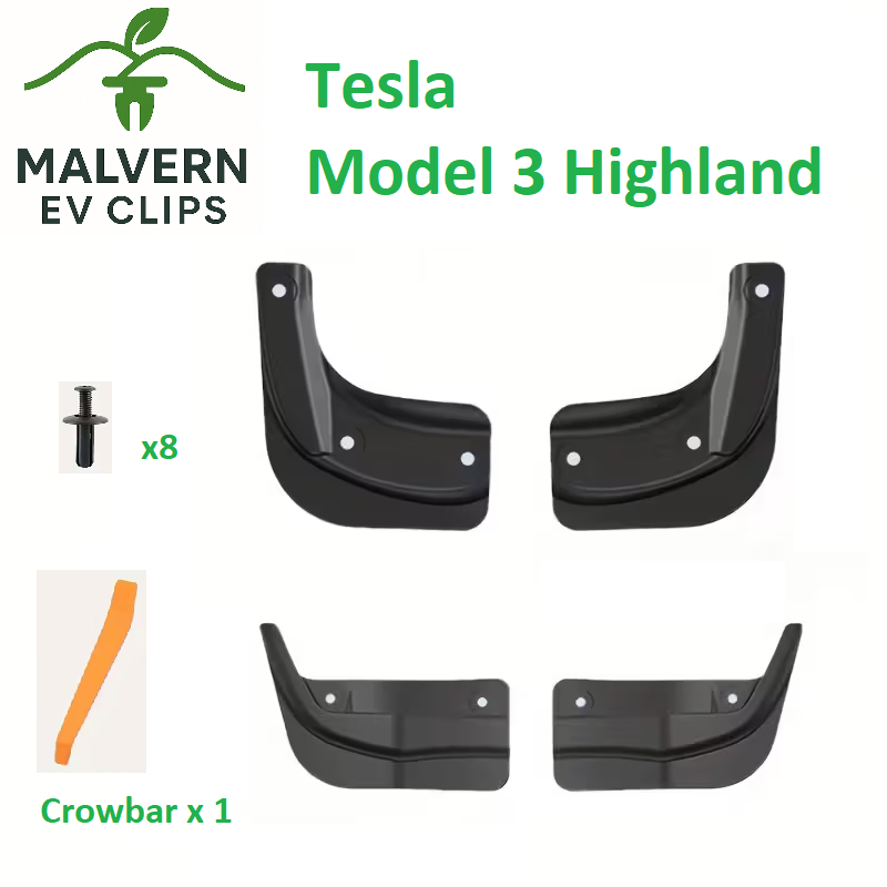Mudguard Set – Fits Model 3 Highland 2024 – Front & Rear TPE No-Drill