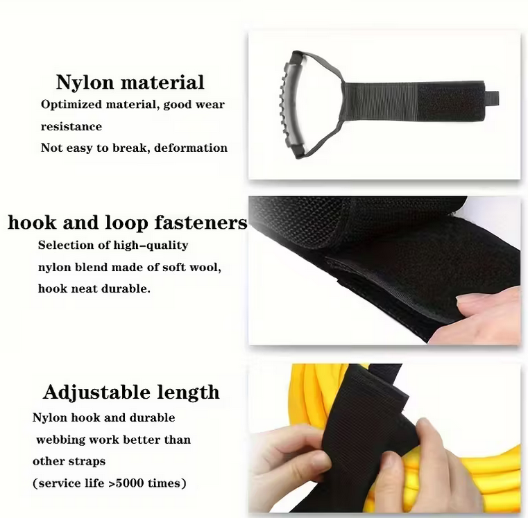 Heavy‑Duty Cable Storage Strap 45 cm with Hook – Extension Lead & EV Charger Holder