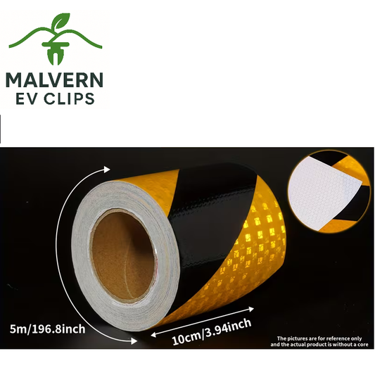 1 Metre Reflective Yellow & Black Safety Tape – High-Visibility EV Charging Bay Marking Strip